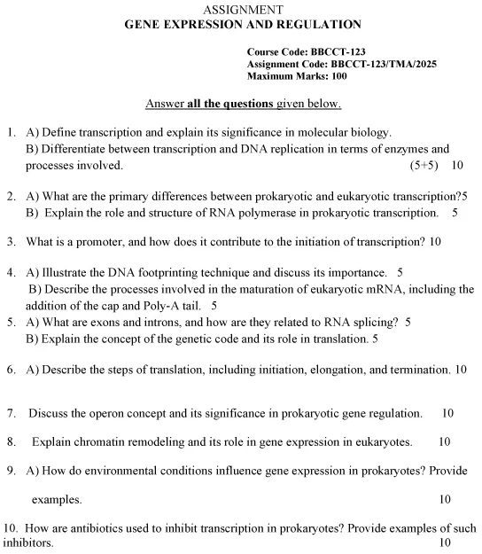 BBCCT-123 - Gene Expression and Regulation-January 2025 - December 2025