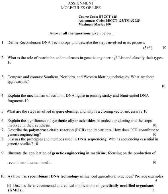 BBCCT-125 - Genetic Engineering and Biotechnology-January 2025 - December 2025