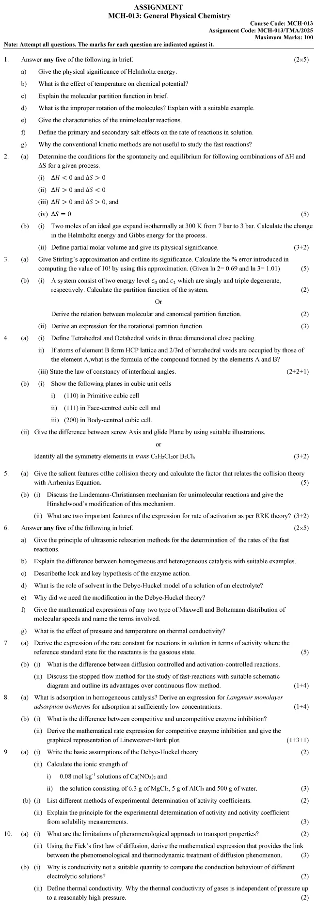 MCH-13 - General Physical Chemistry-January 2025 - December 2025