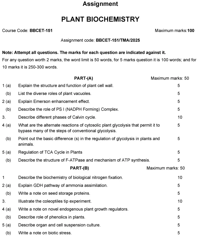 BBCET-151 - Plant Biochemistry-January 2025 - December 2025