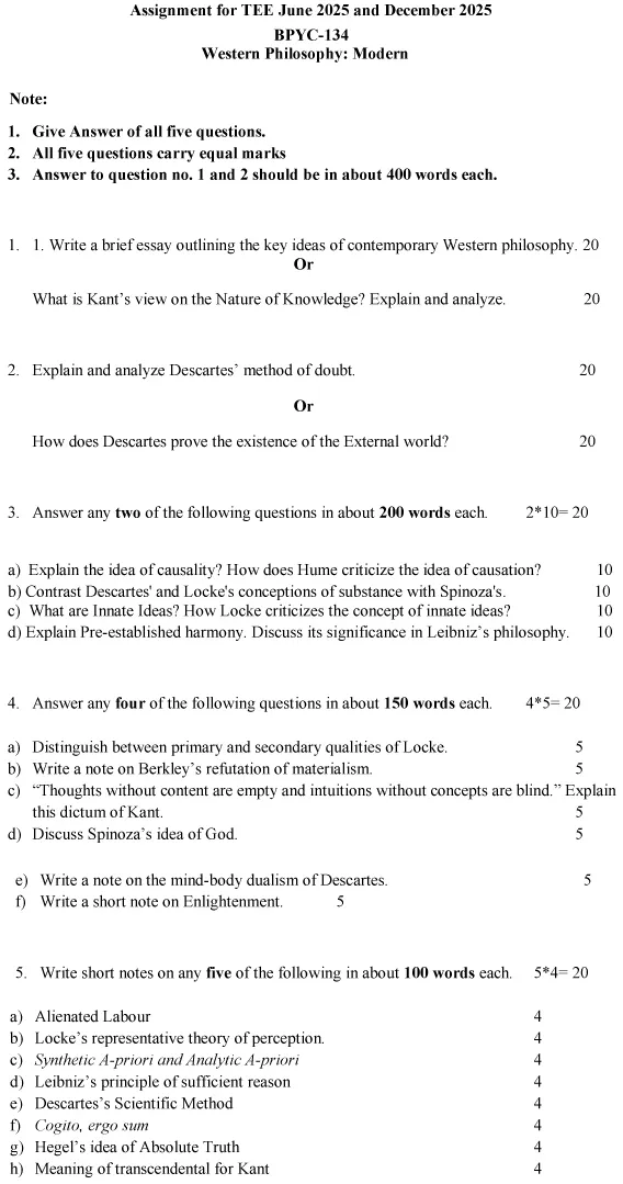 BPYC-134 - Western Philosophy: Modern-January 2025- July 2025