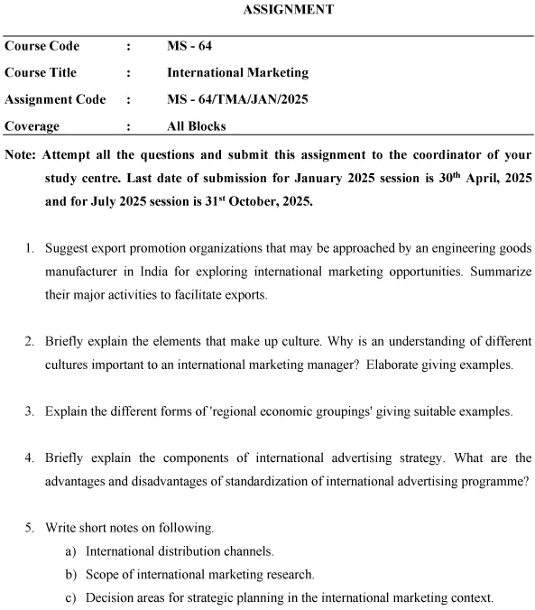 MS-64 - International Marketing-January 2025- July 2025