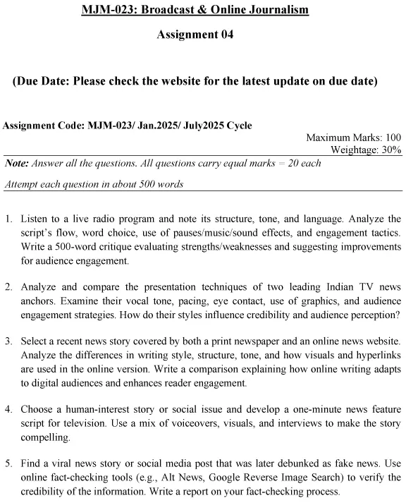 MJM-23 - Broadcast and Online Journalism-January 2025- July 2025
