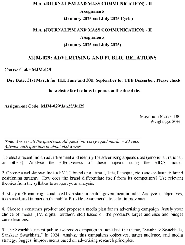 MJM-29 - Advertising and Public Relations-January 2025- July 2025