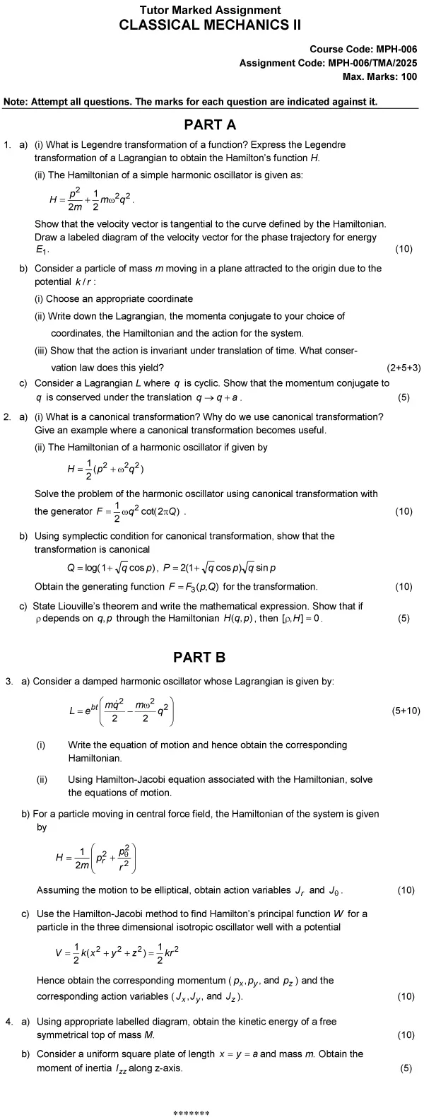 MPH-06 - Classical Mechanics II-January 2025 - December 2025