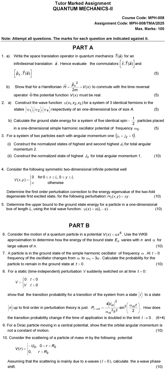 MPH-08 - Quantum Mechanics II-January 2025 - December 2025