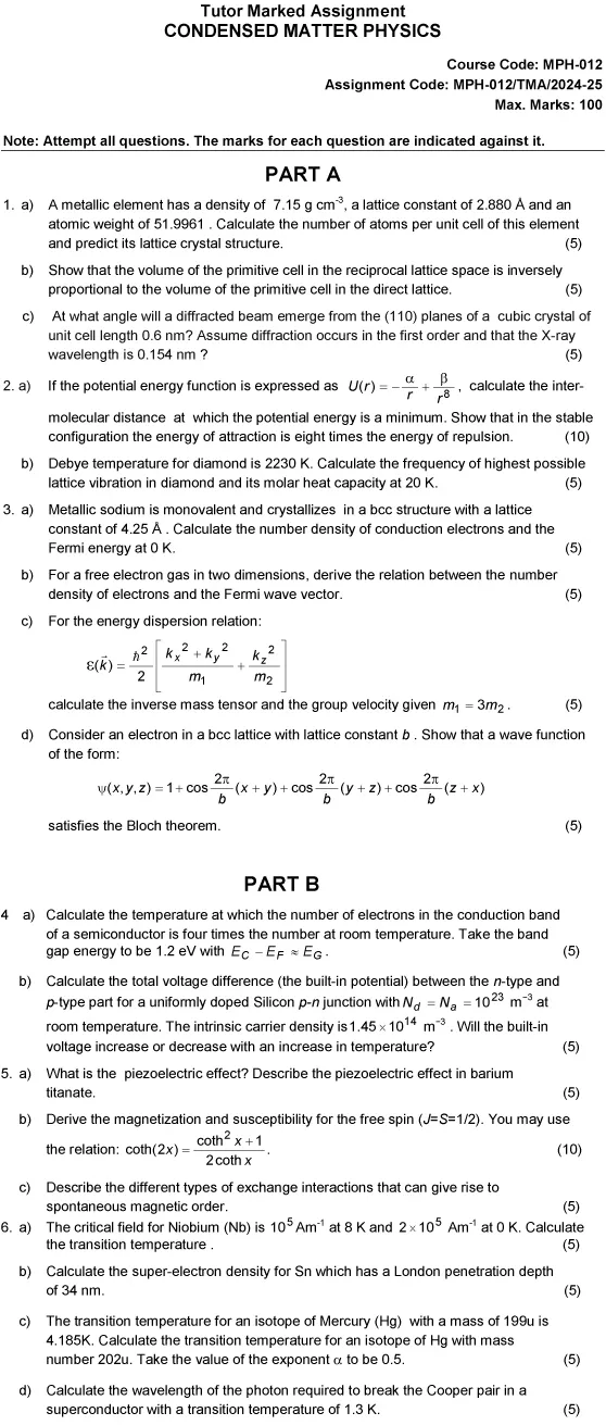 MPH-12 - Condensed Matter Physics-July 2024 - June 2025