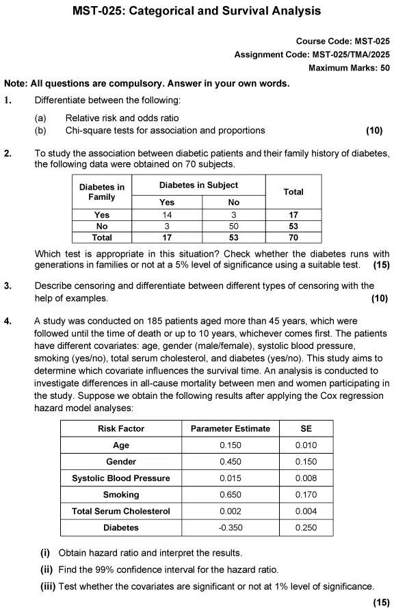MST-25 - Categorical and Survival Analysis-January 2025 - December 2025