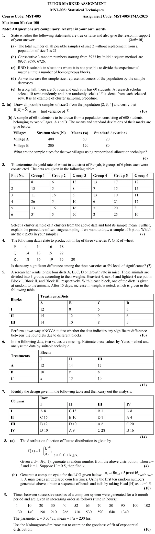 MST-05 - Statistical Techniques-January 2025 - December 2025