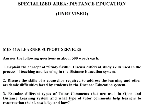 MES-113 - Learner Support Services-January 2025- July 2025