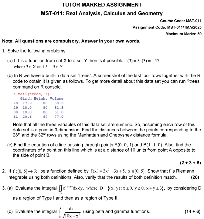 MST-11 - Real Analysis, Calculus and Geometry-January 2025 - December 2025