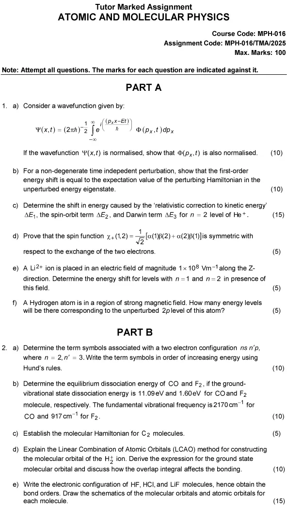 MPH-16 - Atomic and Molecular Physics-January 2025 - December 2025
