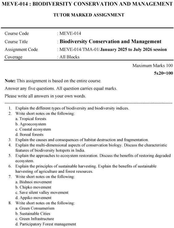 MEVE-14 - Biodiversity Conservation and Management-January 2025 - July 2026