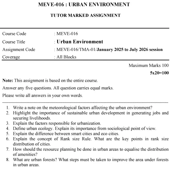 MEVE-16 - Urban Environment-January 2025 - July 2026
