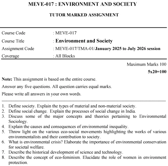 MEVE-17 - Environment and Society-January 2025 - July 2026