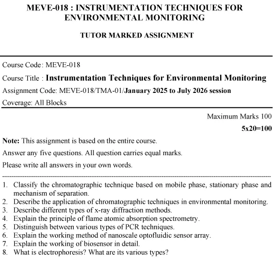 MEVE-18 - Instrumentation Techniques for Environmental Monitoring-January 2025 - July 2026