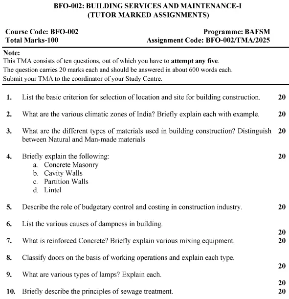 BFO-02 - Building Services and Maintenance-I-January 2025- July 2025