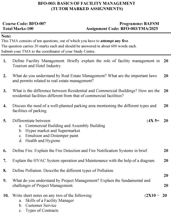 BFO-03 - Basics of Facility Management-January 2025- July 2025