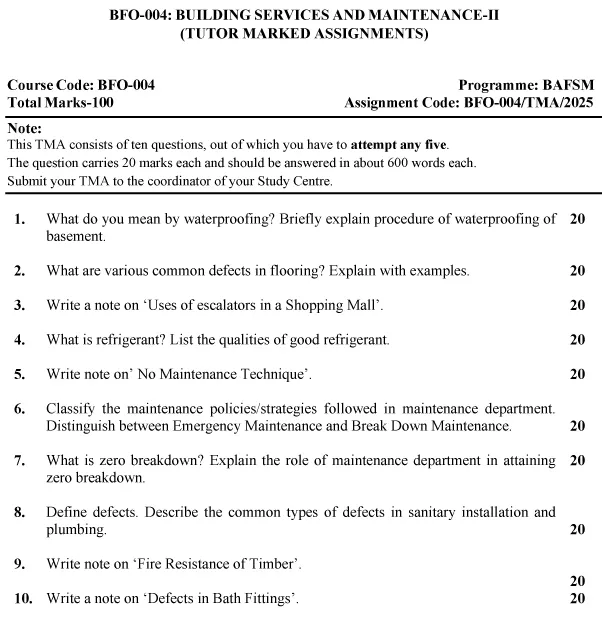 BFO-04 - Building Services and Maintenance-II-January 2025- July 2025
