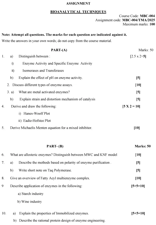 MBC-04 - Enzymes and their applications (Core)-January 2025 - December 2025