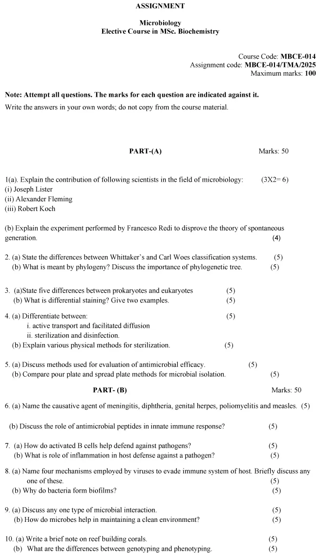 MBCE-14 - Microbiology-January 2025 - December 2025