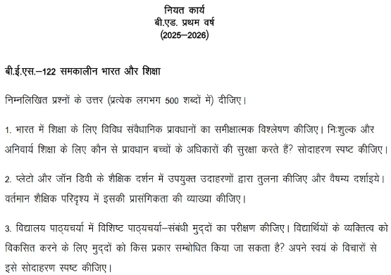 BES-122 - Contemporary India and Education-January 2025- July 2025