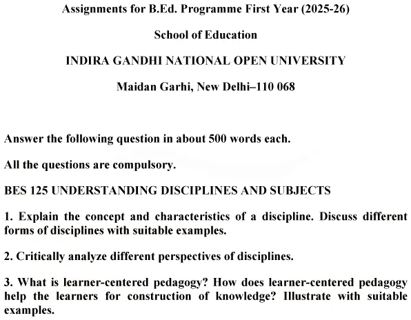 BES-125 - Understanding Disciplines and Subjects-January 2025- July 2025