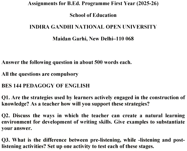 BES-144 - Pedagogy of English-January 2025- July 2025