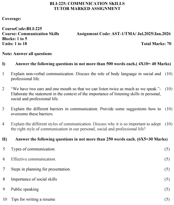 BLI-225 - Communication Skills-July 2025 - January 2026