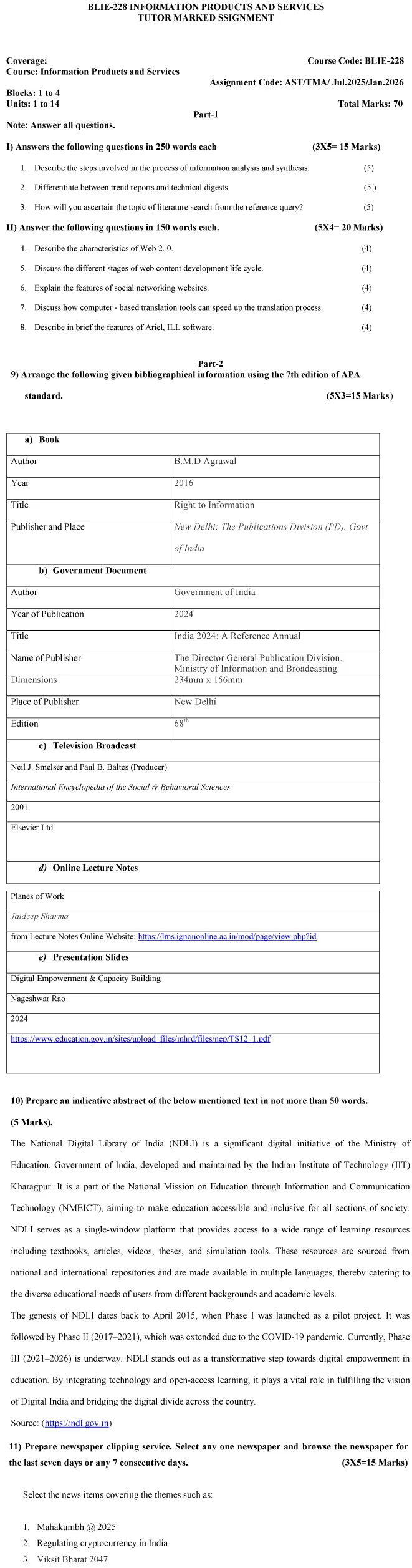 BLIE-228 - Information Products and Services-July 2025 - January 2026