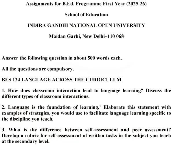 BES-124 - Language Across the Curriculum-July 2025 - January 2026