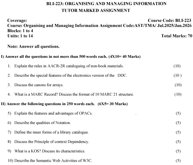 BLI-223 - Organising and Managing Information-July 2025 - January 2026