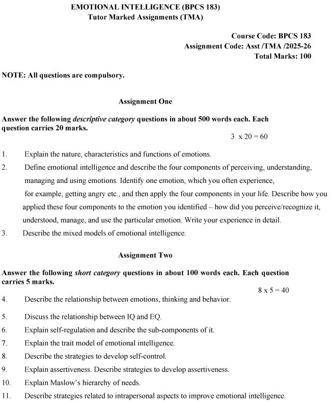 BPCS-183 - Emotional Intelligence-July 2025 - January 2026