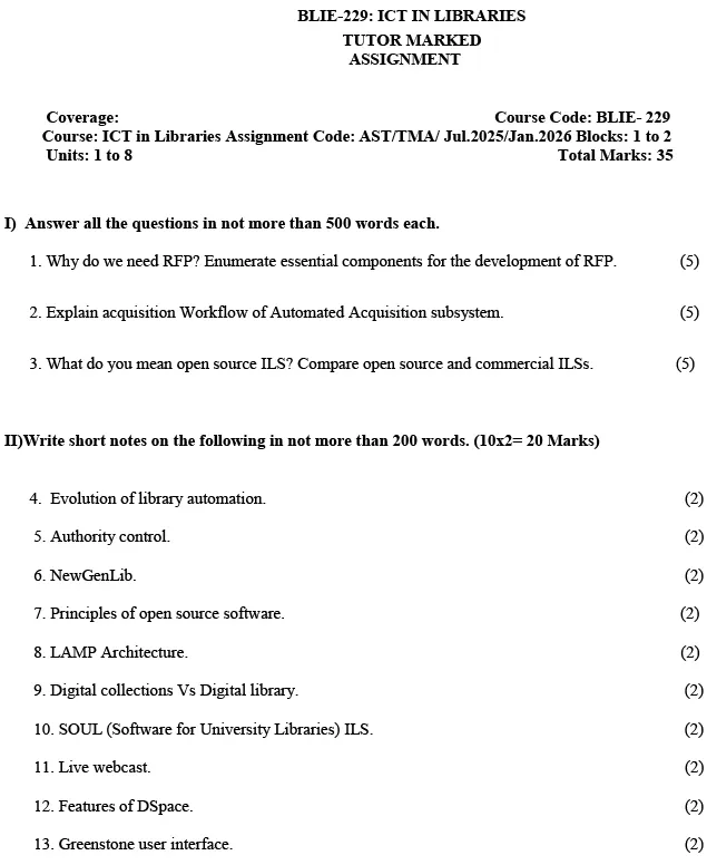 BLIE-229 - ICT in Libraries-July 2025 - January 2026