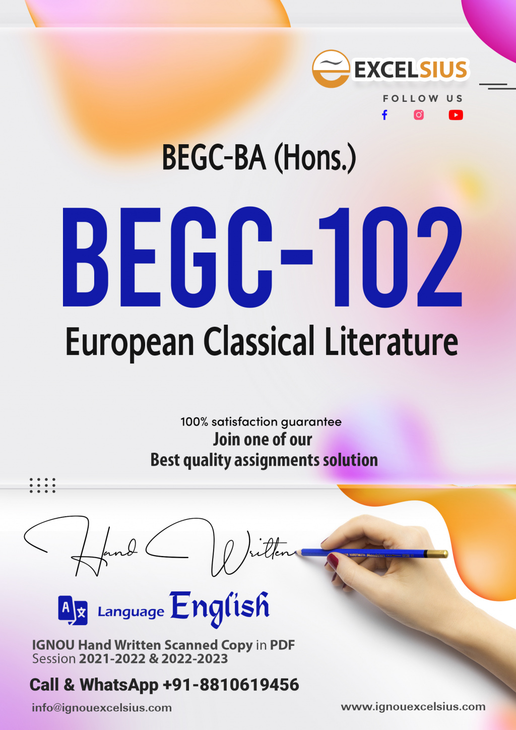 IGNOU BEGC-102 - European Classical Literature, Latest Solved Assignment-July 2022 – January 2023