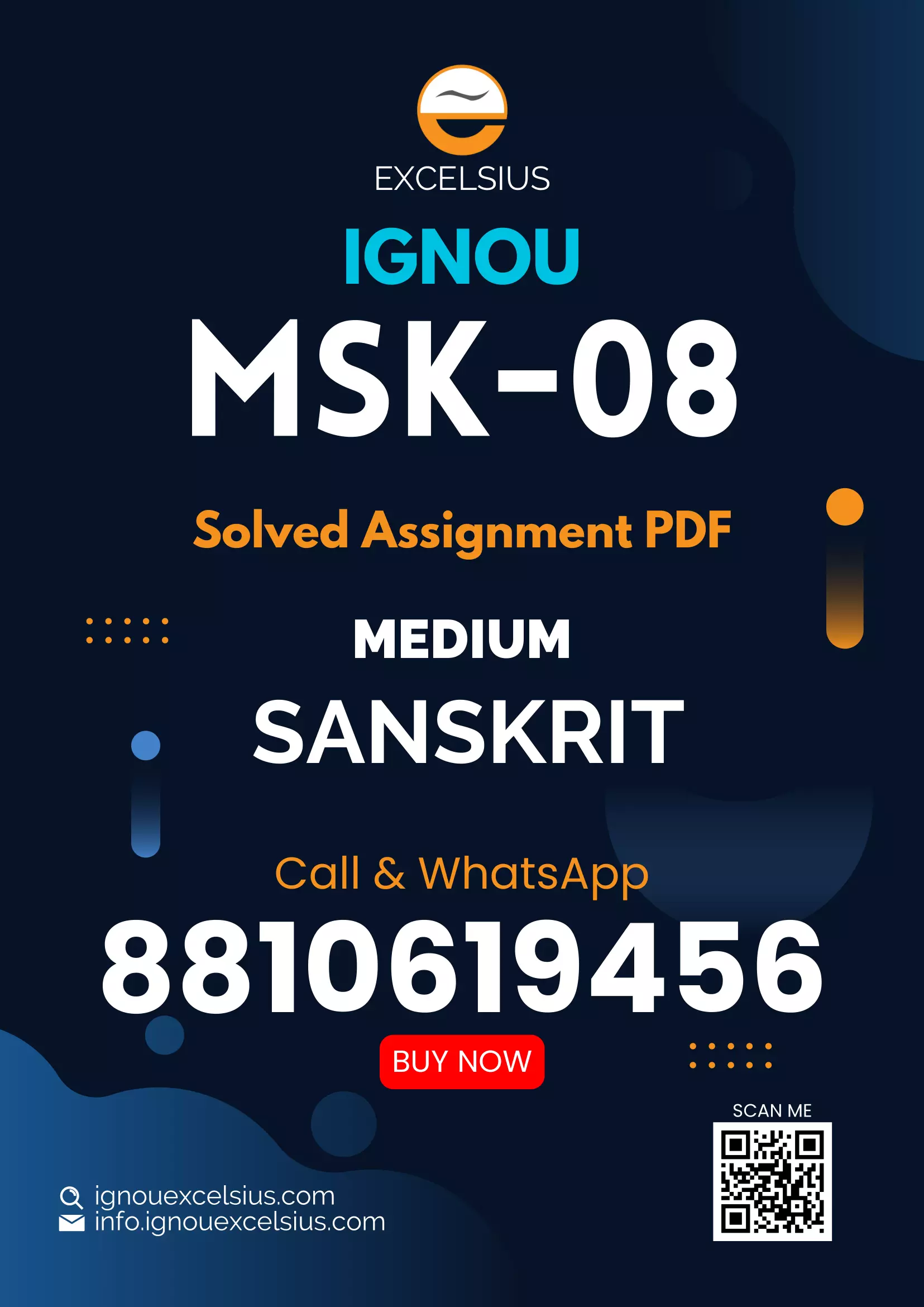 IGNOU MSK-08 - Sanskrit Sahitya: Gadhya, Padhya Evam Natak Latest Solved Assignment-July 2022 – January 2023