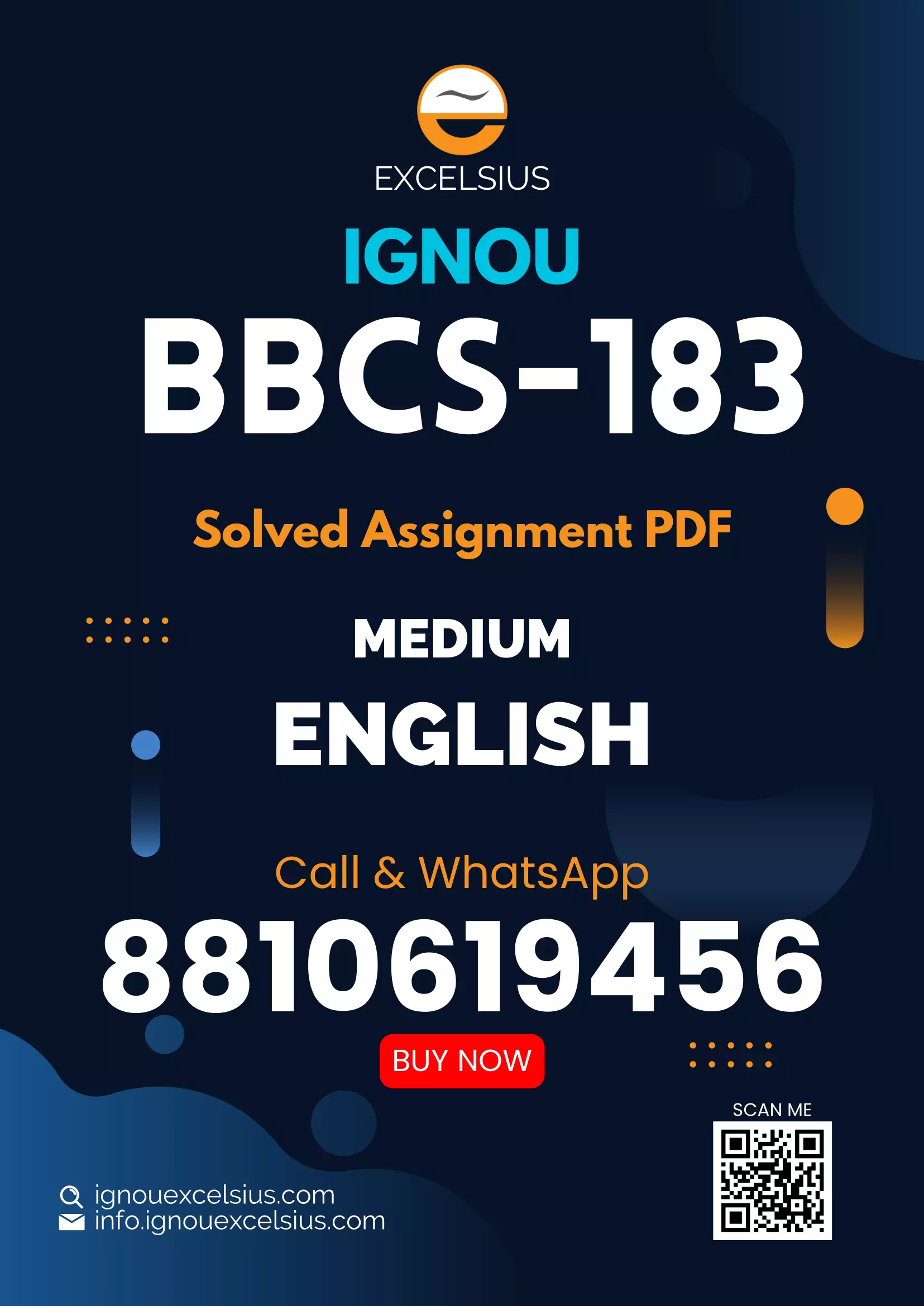 IGNOU BBCS-183 - Tools and Techniques in Biochemistry Latest Solved Assignment-January 2023 - December 2023