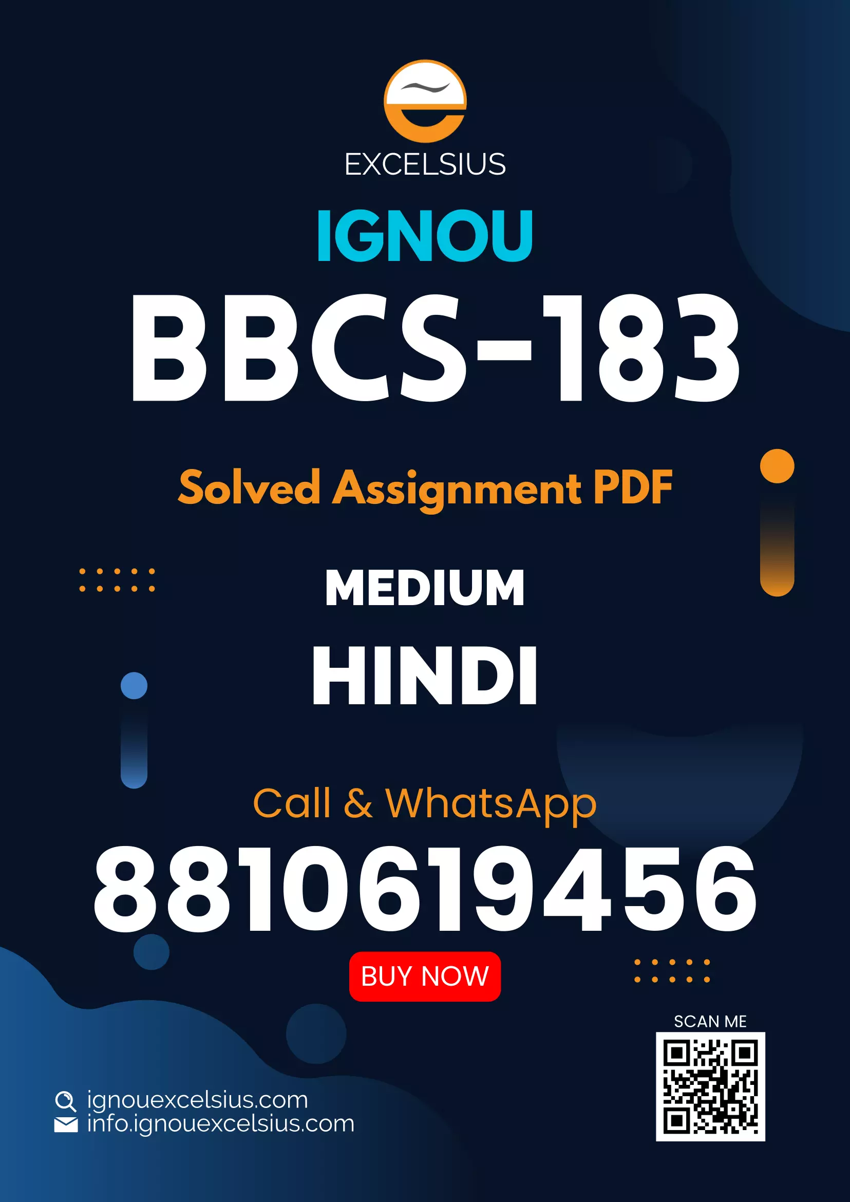 IGNOU BBCS-183 - Tools and Techniques in Biochemistry Latest Solved Assignment-January 2024 - December 2024