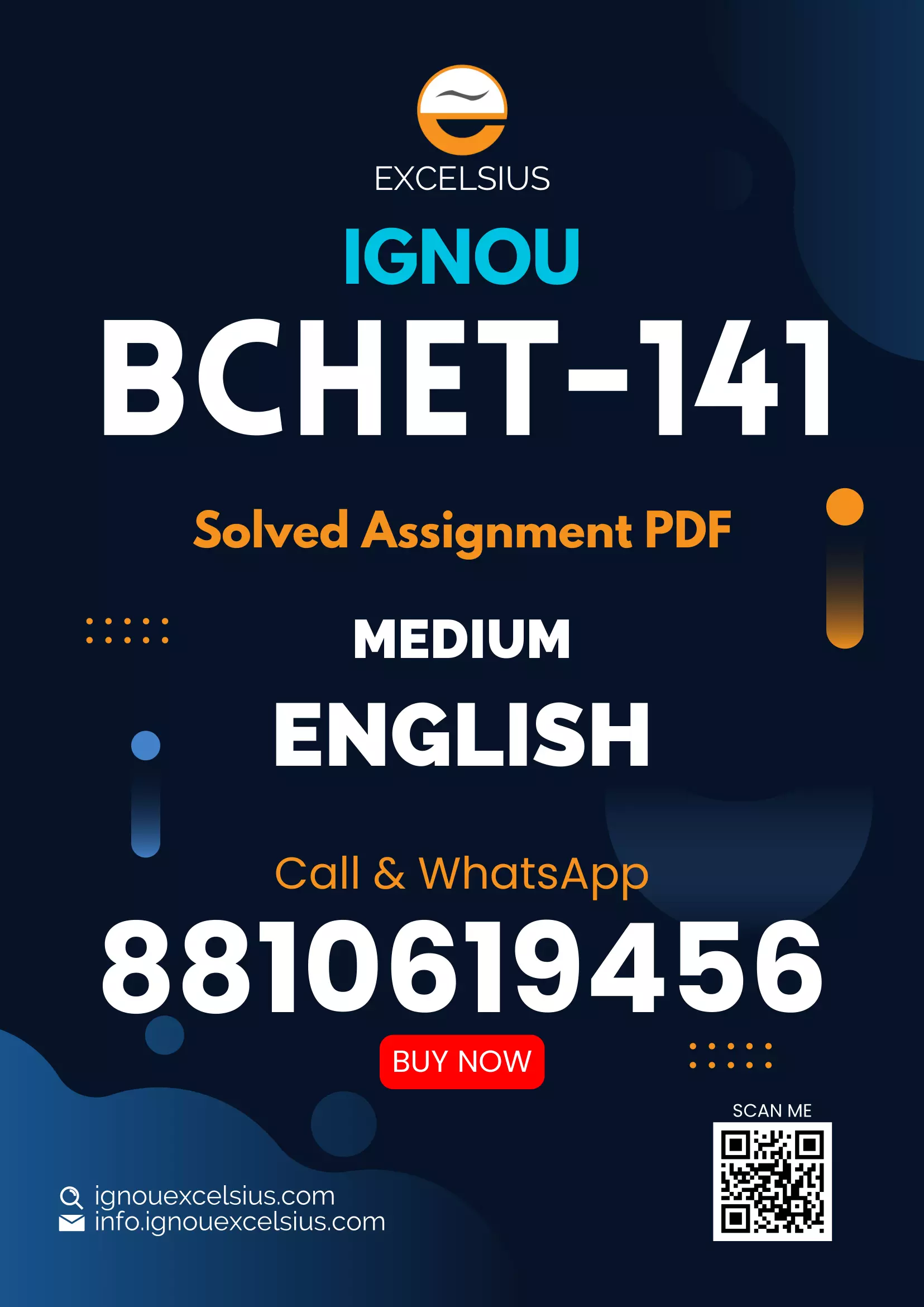 IGNOU BCHET-141 - Coordination Chemistry, States of Matter and Chemical Kinetics, Latest Solved Assignment-January 2023 - December 2023