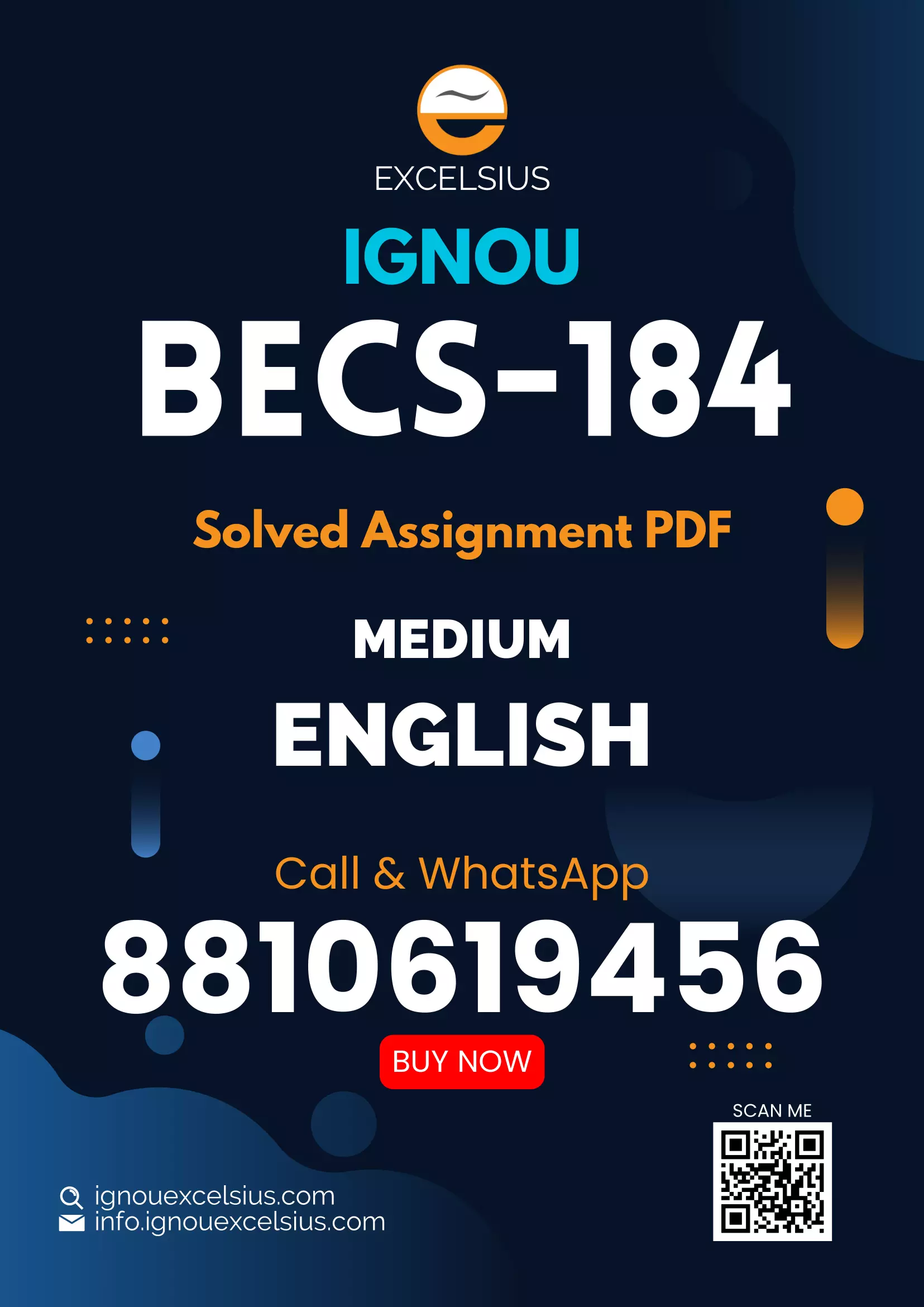 IGNOU BECS-184 - Data Analysis, Latest Solved Assignment-July 2023 – January 2024