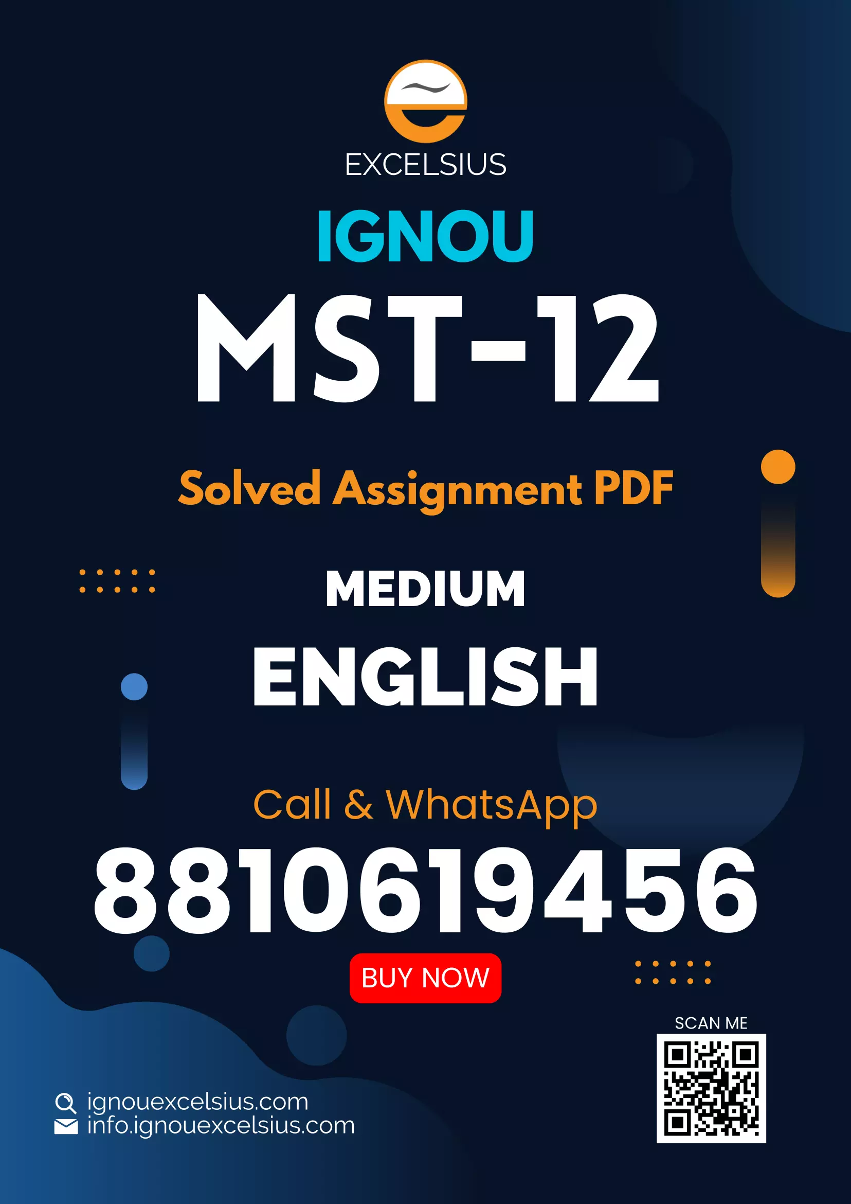 IGNOU MST-12 - Probability and Probability Distributions Latest Solved Assignment-July 2023 - January 2024