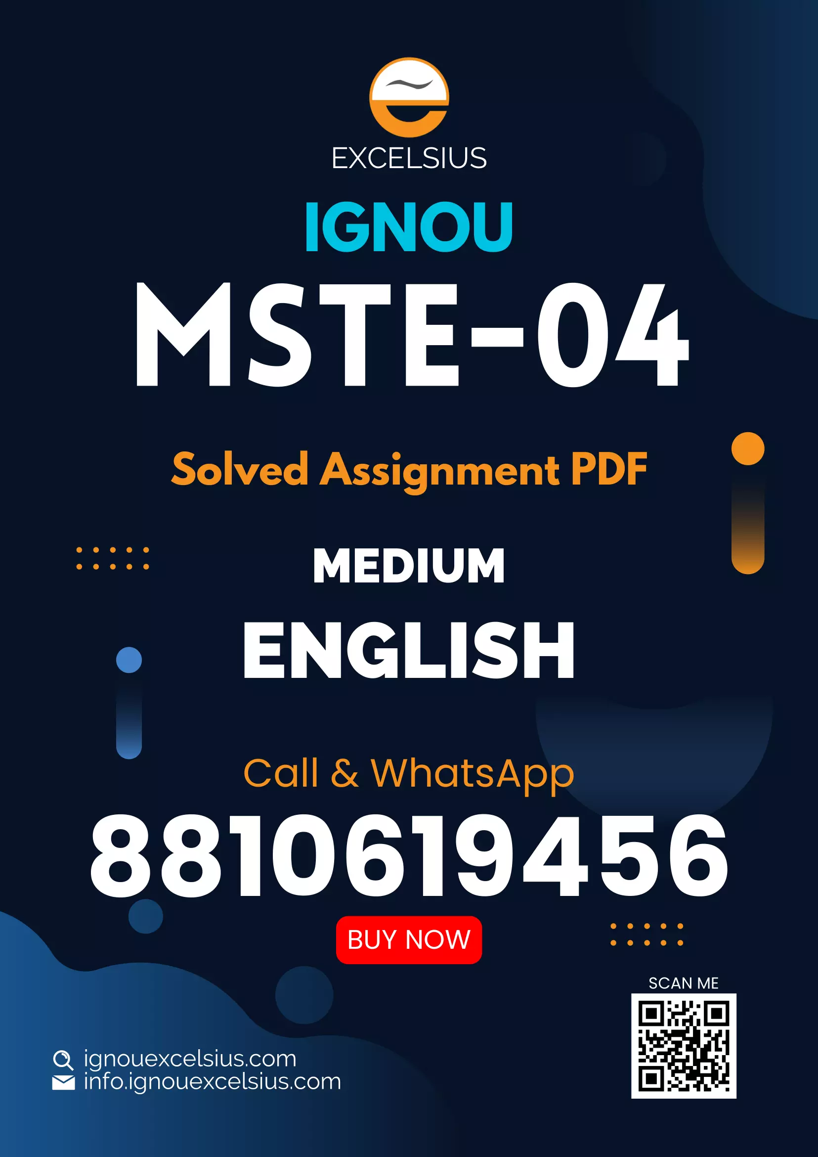 IGNOU MSTE-04 - Biostatistics -II Latest Solved Assignment-January 2023 - December 2023