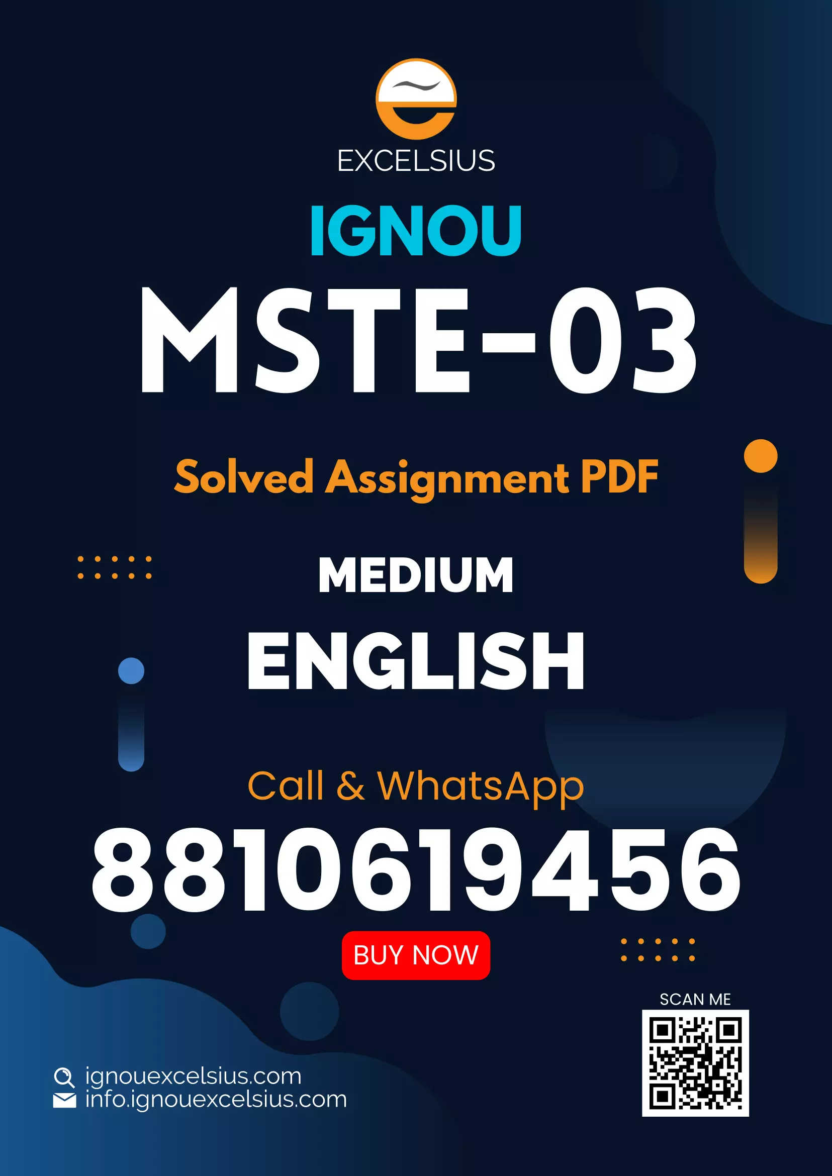 IGNOU MSTE-03 - Biostatistics-I Latest Solved Assignment-January 2024 - December 2024