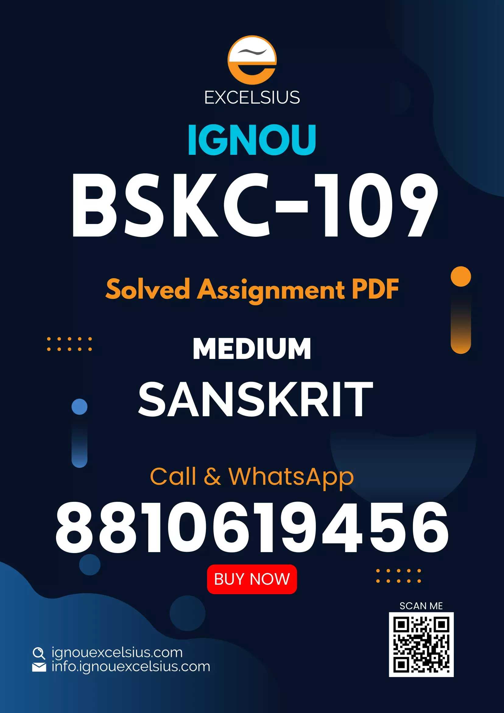 IGNOU BSKC-109 - Adhunik Sanskrit Sahitya-July 2023 - January 2024