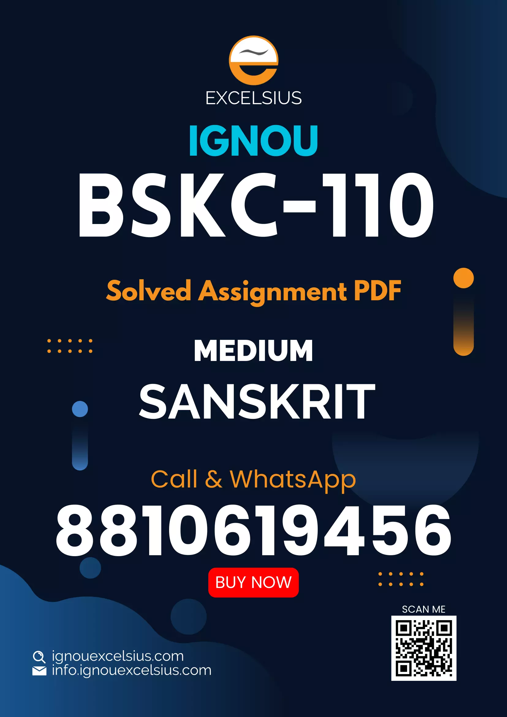 IGNOU BSKC-110 - Sanskrit Sahitya aur Vishwa Sahitya-July 2023 - January 2024