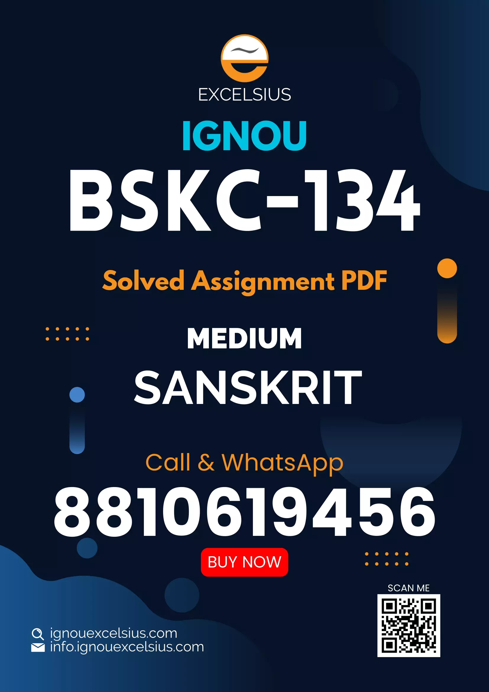 IGNOU BSKC-134 - Sanskrit Vyakaran, Latest Solved Assignment-July 2022 – January 2023