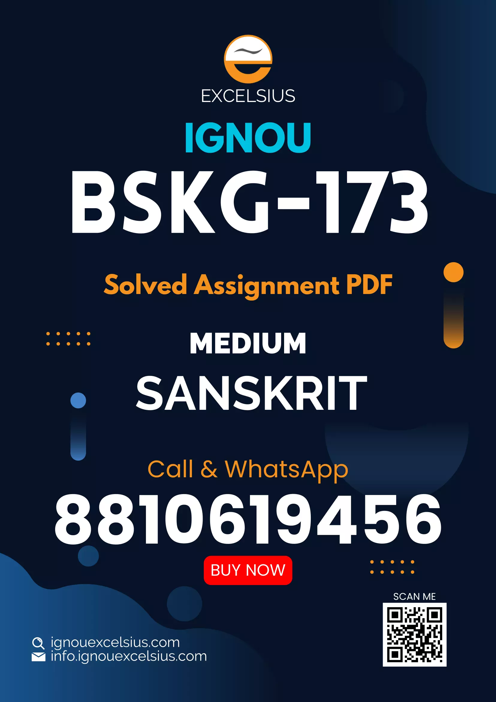 IGNOU BSKG-173 - Aadhar Sanskrit Latest Solved Assignment-July 2023 - January 2024