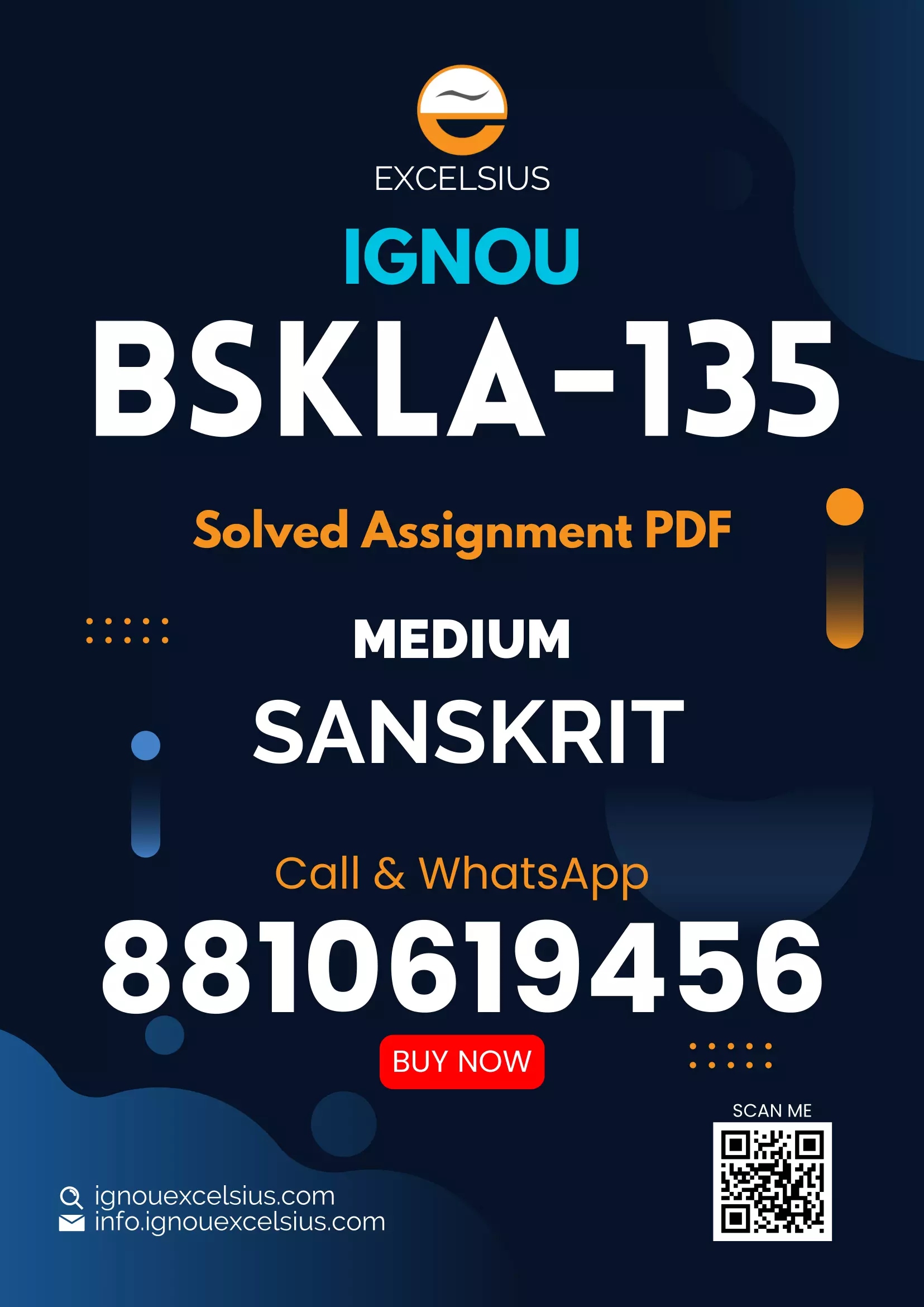 IGNOU BSKLA-135 - Sanskrit Sahitya evam Vyakaran, Latest Solved Assignment-July 2023 - January 2024