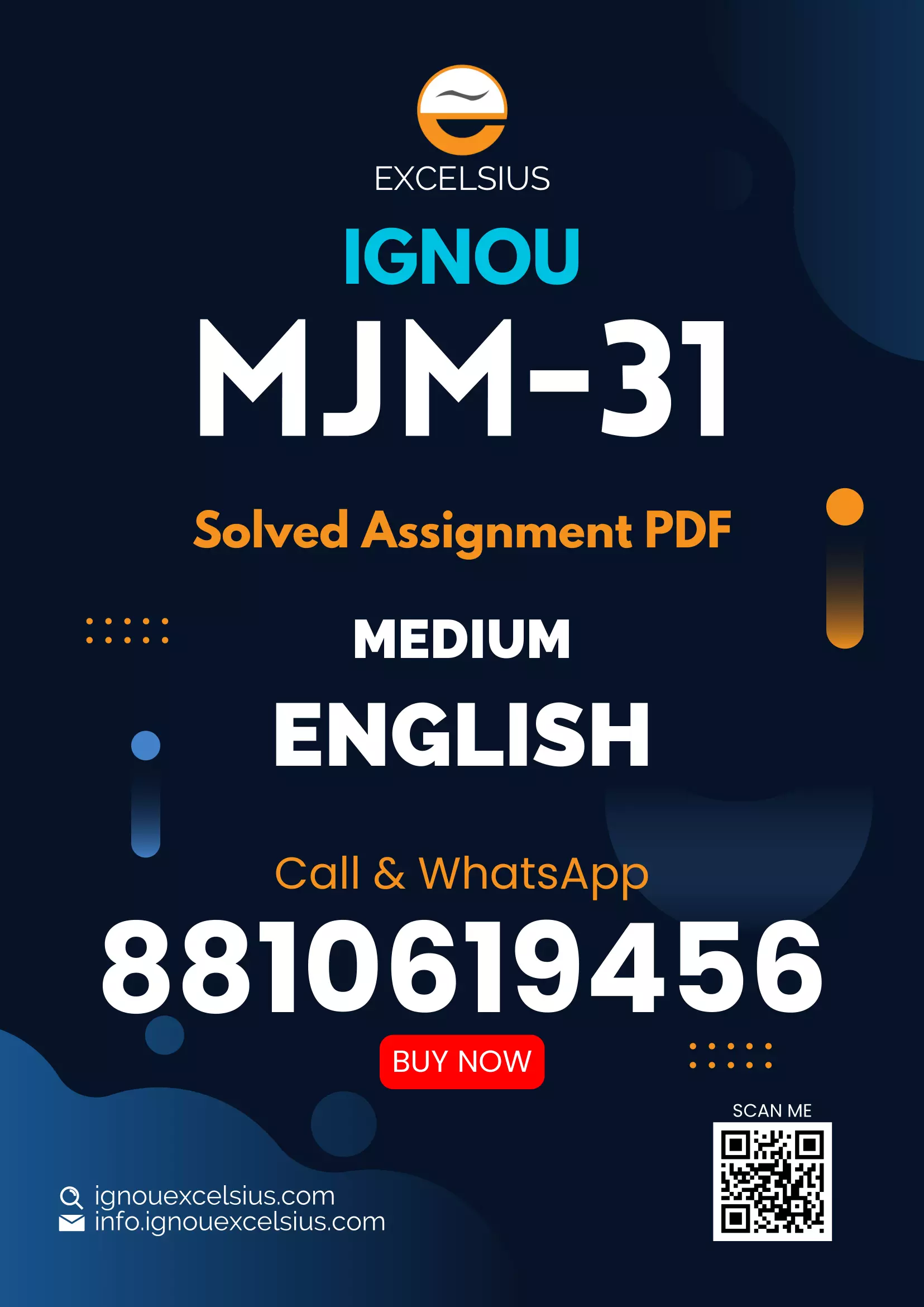 IGNOU MJM-31 - Communication Research Methods Latest Solved Assignment-January 2024 - July 2024