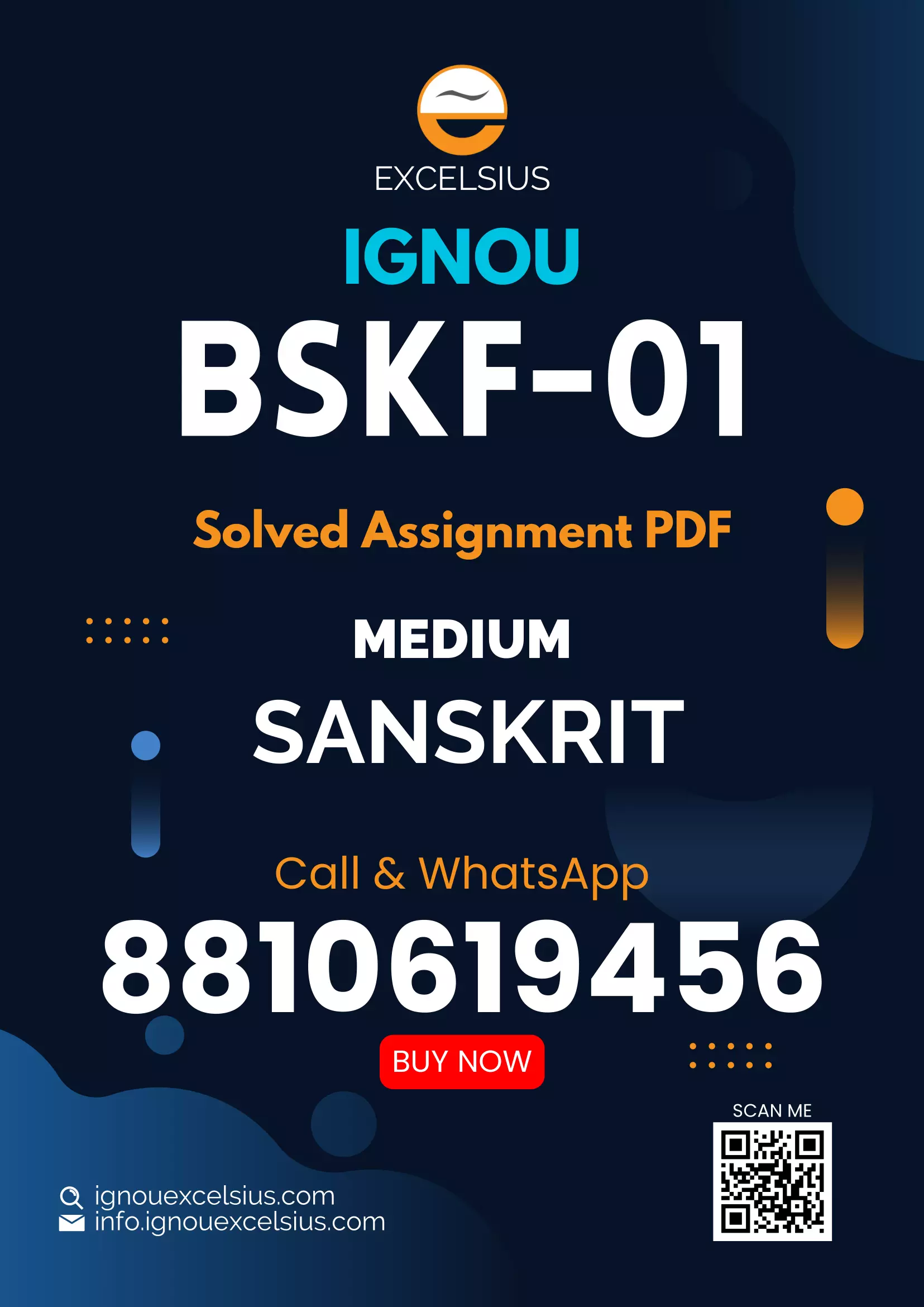 IGNOU BSKF-01 - Sanskrit me Aadhar Pathyakram, Latest Solved Assignment-July 2024 - January 2025